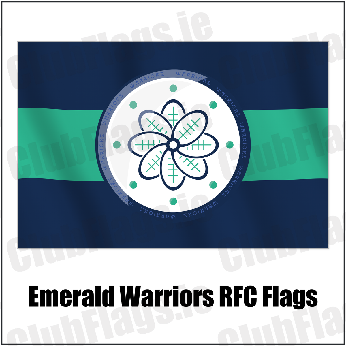 Emerald Warriors RFC Flags with the club crest and colours, Dublin Rugby - ClubFlags.ie
