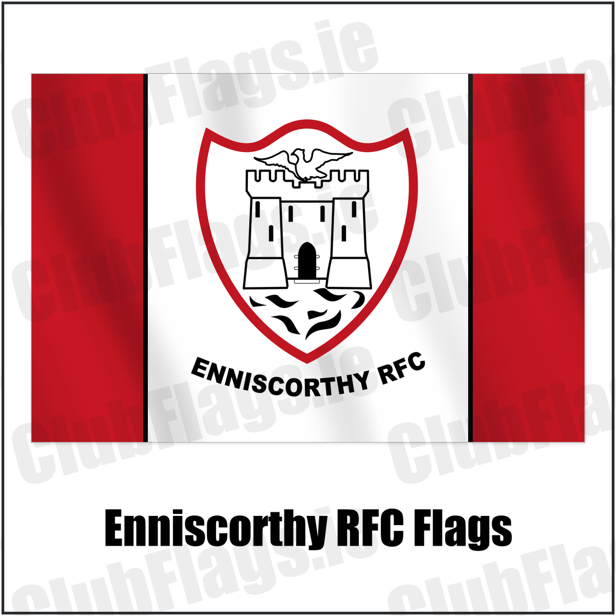 Enniscorthy RFC Flags with the club crest and colours, Wexford Rugby - ClubFlags.ie