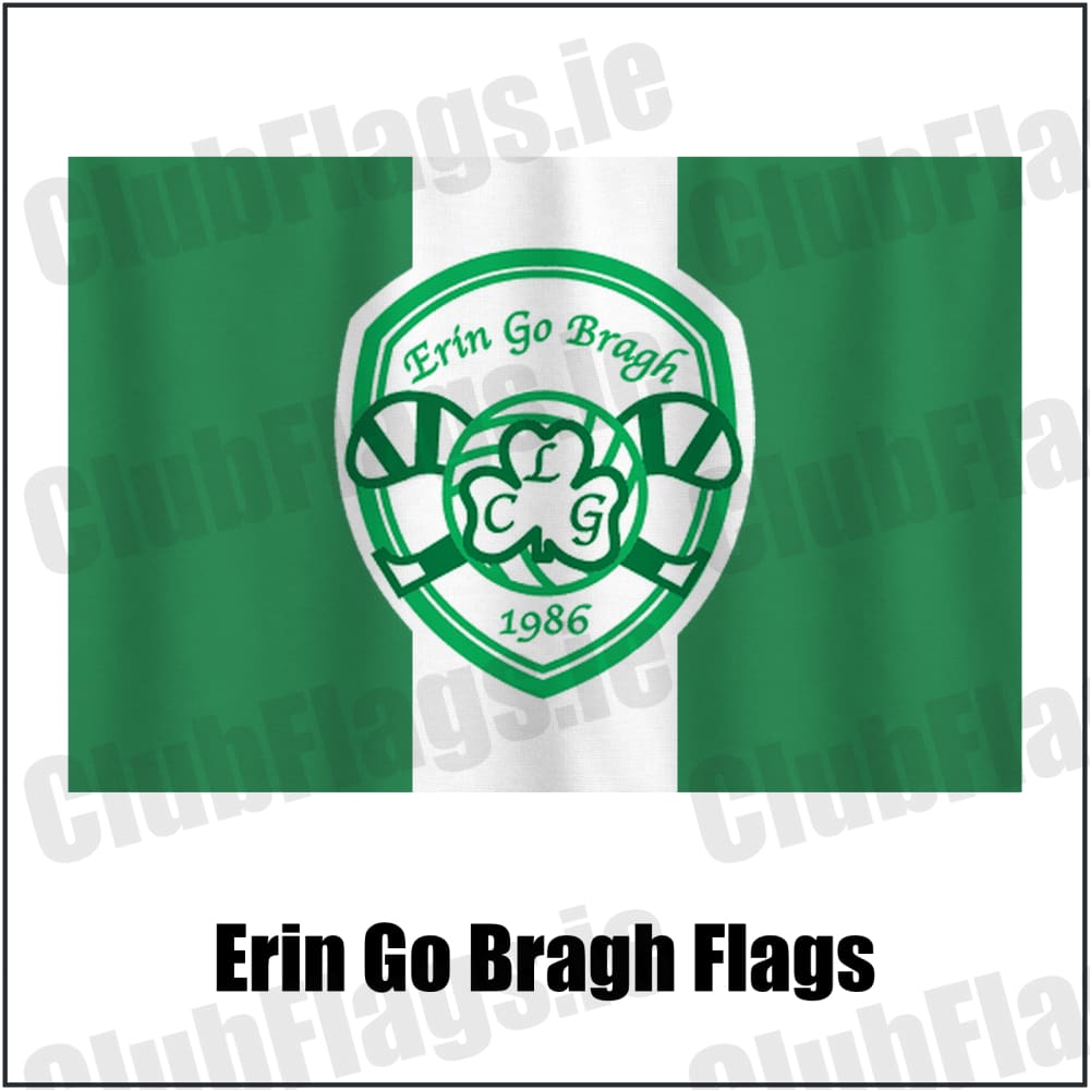 Erin Go Bragh Flags in green and white, featuring the club crest on realistic fabric with gentle vertical folds; County Dublin GAA. ClubFlags.ie.