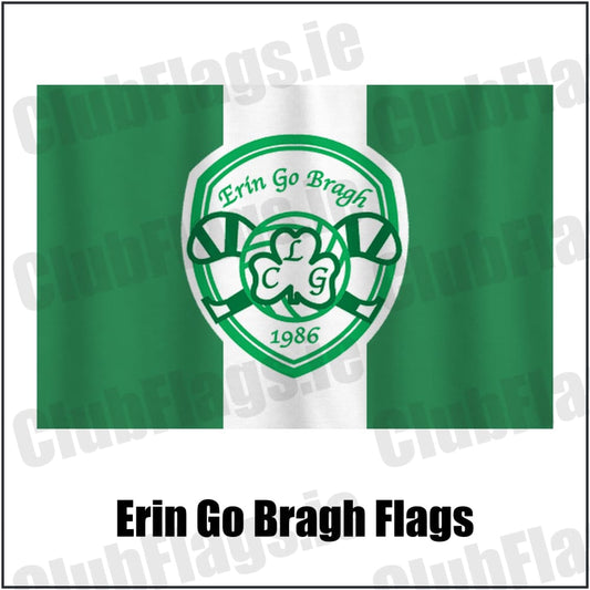 Erin Go Bragh Flags in green and white, featuring the club crest on realistic fabric with gentle vertical folds; County Dublin GAA. ClubFlags.ie.