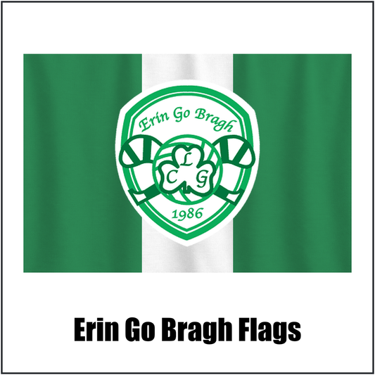 Erin Go Bragh Flags, featuring the club crest and green and white colours; County Dublin GAA. ClubFlags.ie.