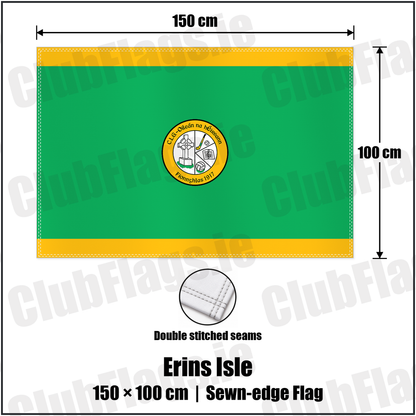 Erins Isle 100cm x 150cm Flag (sewn on the edges) with the club crest and colours, Dublin GAA - ClubFlags.ie