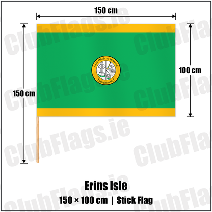 Erins Isle 100cm x 150cm Stick Flag with the club crest and colours, Dublin GAA - ClubFlags.ie