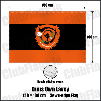 Erins Own Lavey 100cm x 150cm Flag (sewn on the edges) with the club crest and colours, Derry GAA - ClubFlags.ie