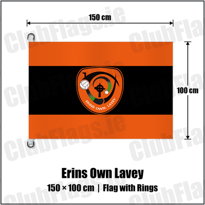 Erins Own Lavey 150cm x 100cm Flag Pole Flag with Rings with the club crest and colours, Derry GAA - ClubFlags.ie