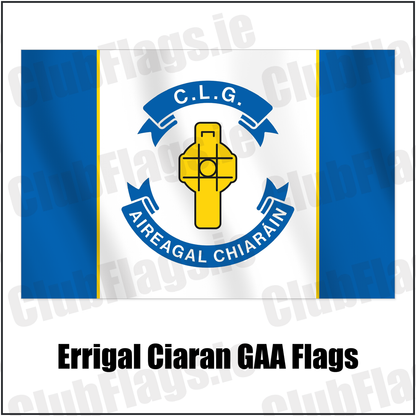 Errigal Ciaran GAA Flags with the verified club crest and colours, Tyrone GAA - ClubFlags.ie