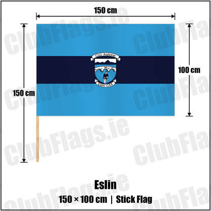 Eslin 100cm x 150cm Stick Flag with the club crest and colours, Leitrim GAA - ClubFlags.ie