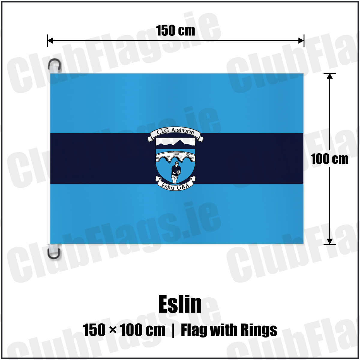 Eslin 150cm x 100cm Flag Pole Flag with Rings with the club crest and colours, Leitrim GAA - ClubFlags.ie
