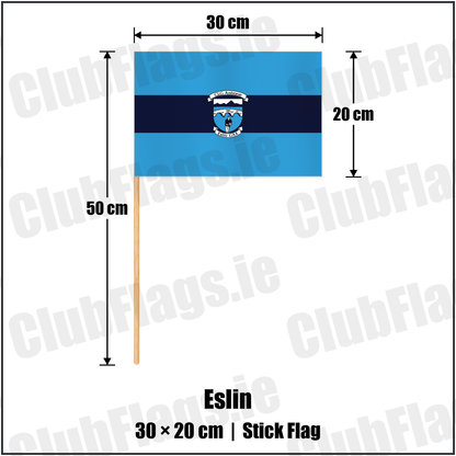 Eslin 20cm x 30cm Stick Flag with the club crest and colours, Leitrim GAA - ClubFlags.ie