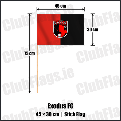 Exodus FC 30cm x 45cm Stick Flag with the verified club crest and colours, Dublin Football - ClubFlags.ie