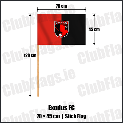 Exodus FC 45cm x 70cm Stick Flag with the verified club crest and colours, Dublin Football - ClubFlags.ie