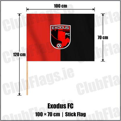 Exodus FC 70cm x 100cm Stick Flag with the verified club crest and colours, Dublin Football - ClubFlags.ie