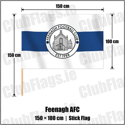 Feenagh AFC 100cm x 150cm Stick Flag with the club crest and colours, Limerick Football - ClubFlags.ie
