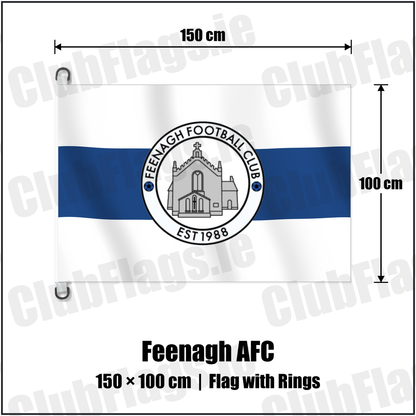 Feenagh AFC 150cm x 100cm Flag Pole Flag with Rings with the club crest and colours, Limerick Football - ClubFlags.ie