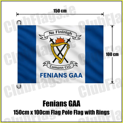 Fenians GAA 150cm x 100cm Flag Pole Flag with Rings - ClubFlags.ie