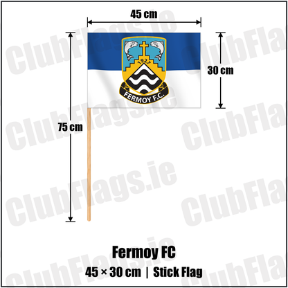 Fermoy FC 30cm x 45cm Stick Flag with the verified club crest and colours, Cork Football - ClubFlags.ie