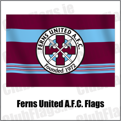 Ferns United A.F.C. Flags with the club crest and colours, Wexford Football - ClubFlags.ie