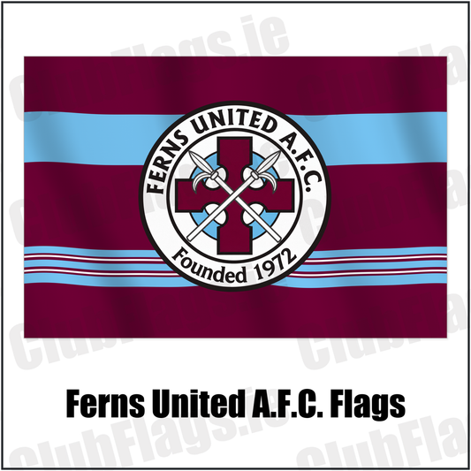 Ferns United A.F.C. Flags with the club crest and colours, Wexford Football - ClubFlags.ie