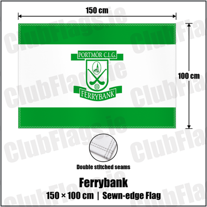 Ferrybank 100cm x 150cm Flag (sewn on the edges) with the club crest and colours, Waterford GAA - ClubFlags.ie