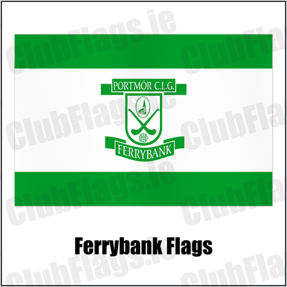 Ferrybank Flags with the club crest and colours, Waterford GAA - ClubFlags.ie