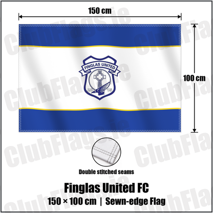 Finglas United FC 100cm x 150cm Flag (sewn on the edges) with the club crest and colours, Dublin Football - ClubFlags.ie