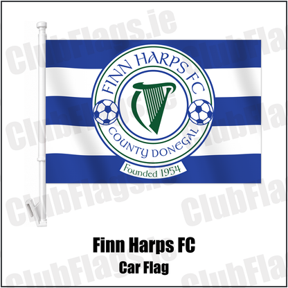 Finn Harps FC Car Flag with the club crest and colours, Donegal Football - ClubFlags.ie