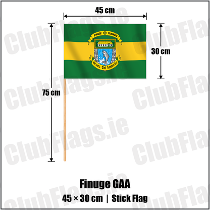 Finuge GAA 30cm x 45cm Stick Flag with the club crest and colours, Kerry GAA - ClubFlags.ie