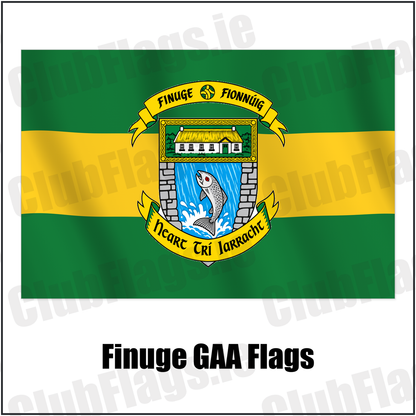 Finuge GAA Flags with the club crest and colours, Kerry GAA - ClubFlags.ie