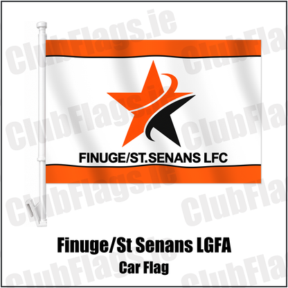 Finuge/St Senans LGFA Car Flag with the club crest and colours, Kerry GAA - ClubFlags.ie