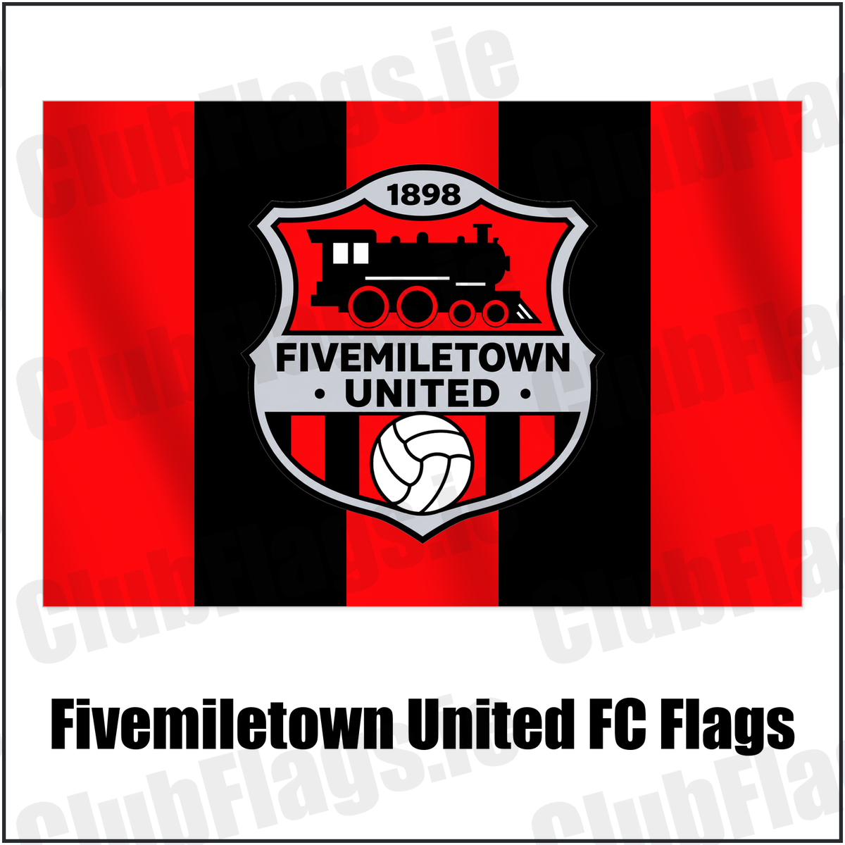 Fivemiletown United FC Flags with the club crest and colours, Tyrone Football - ClubFlags.ie