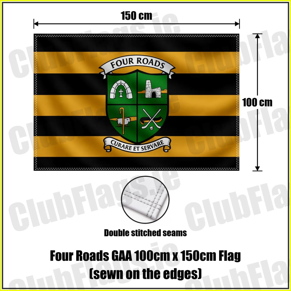 Four Roads GAA 100cm x 150cm Flag (sewn on the edges) - ClubFlags.ie