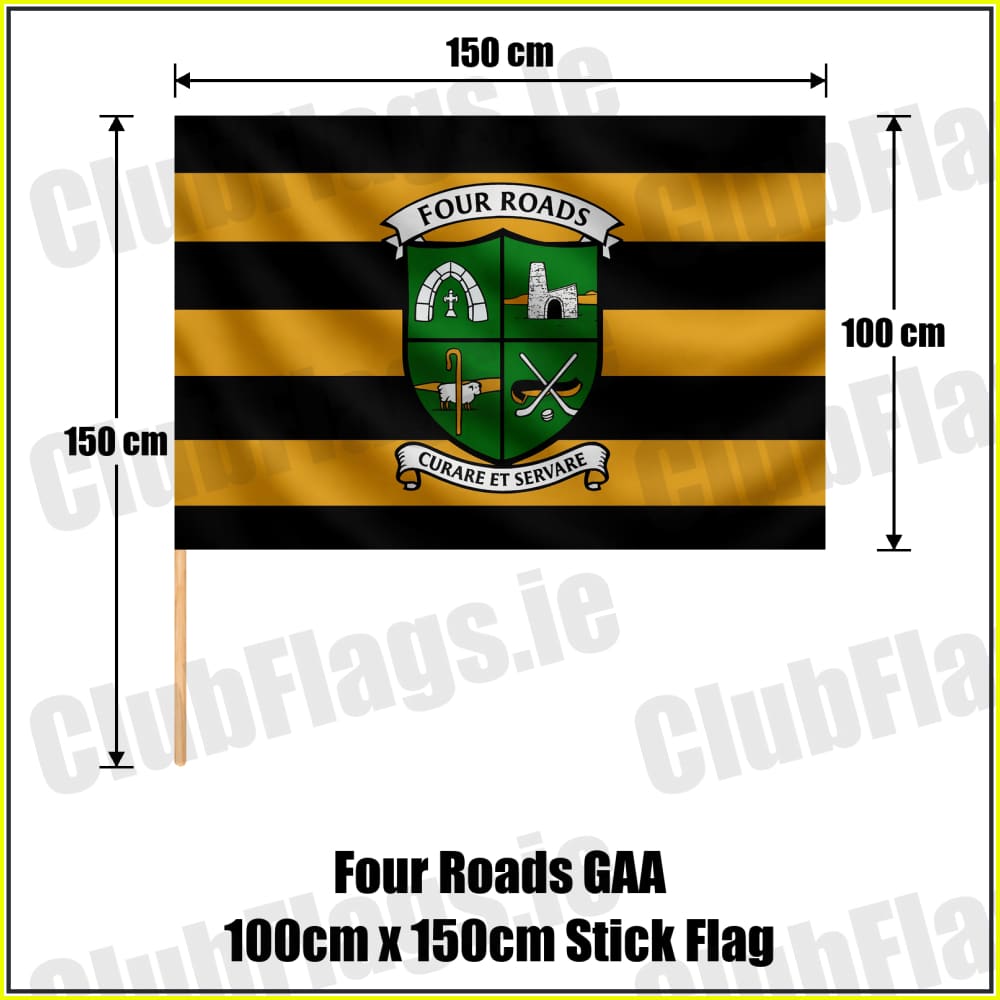 Four Roads GAA 100cm x 150cm Stick Flag - ClubFlags.ie