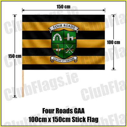 Four Roads GAA 100cm x 150cm Stick Flag - ClubFlags.ie