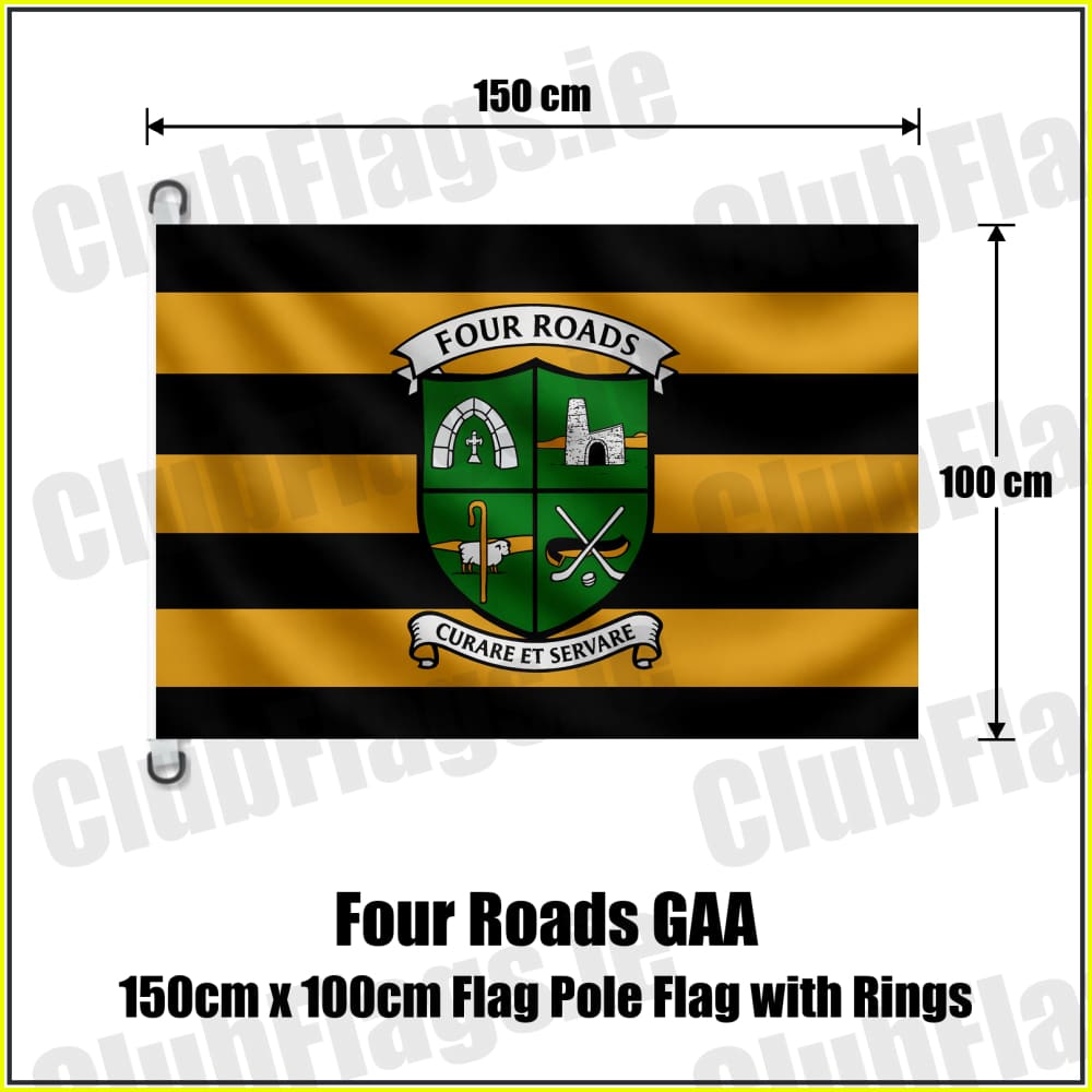Four Roads GAA 150cm x 100cm Flag Pole Flag with Rings - ClubFlags.ie