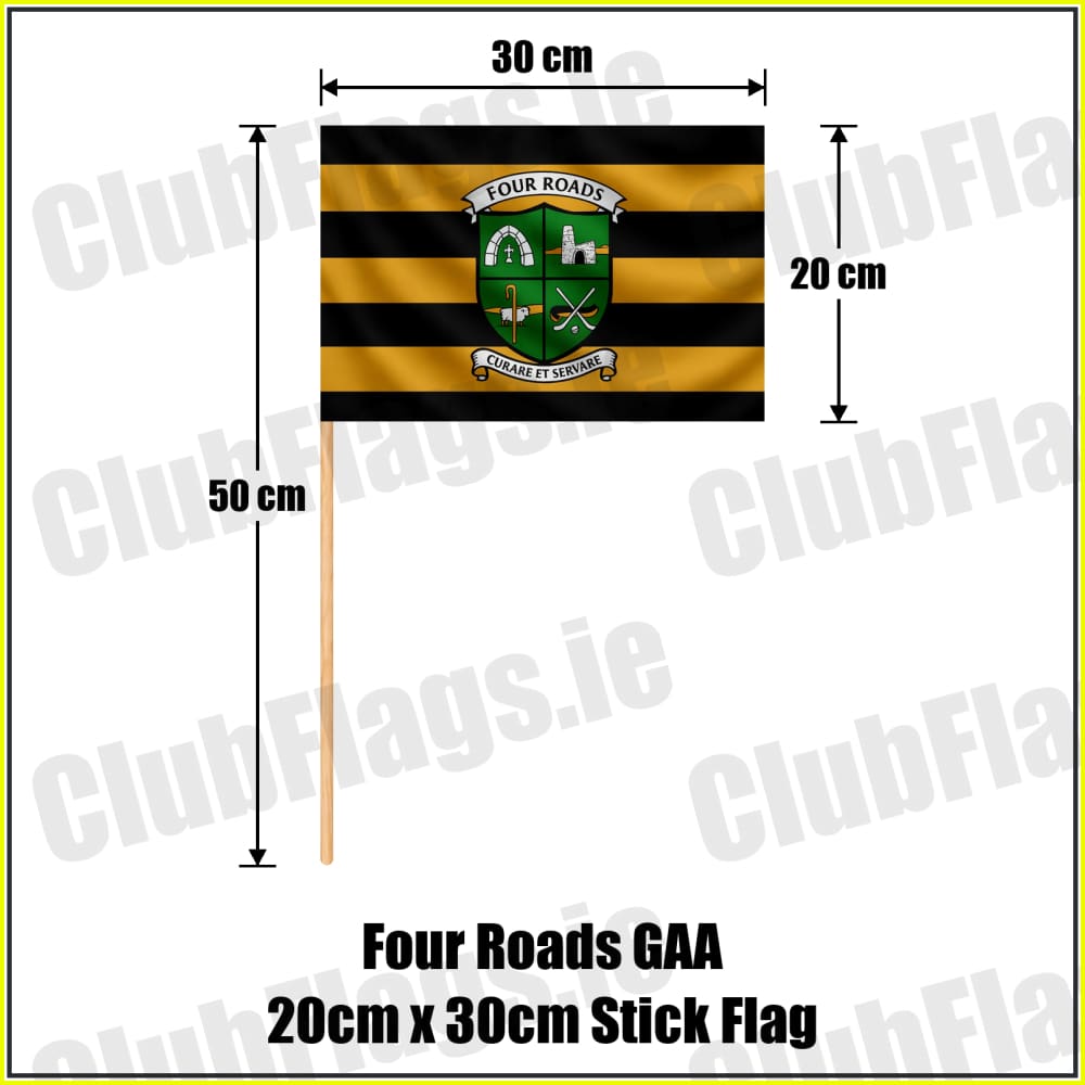 Four Roads GAA 20cm x 30cm Stick Flag - ClubFlags.ie