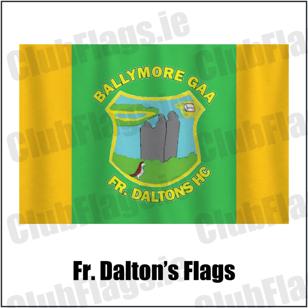 Fr. Dalton’s Flags in green and gold, featuring the club crest on realistic fabric with gentle vertical folds; County Westmeath GAA. ClubFlags.ie.