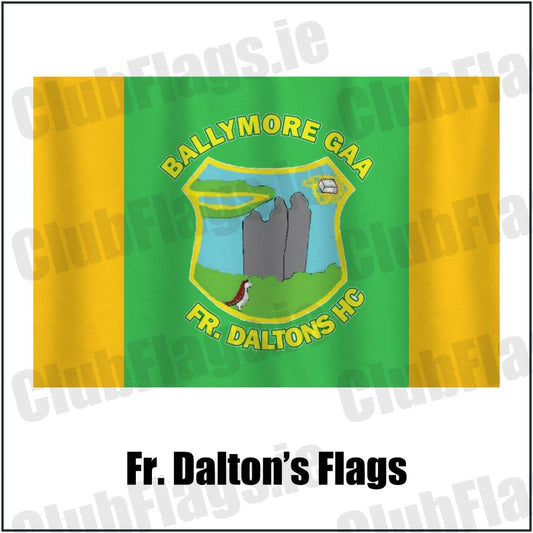 Fr. Dalton’s Flags in green and gold, featuring the club crest on realistic fabric with gentle vertical folds; County Westmeath GAA. ClubFlags.ie.