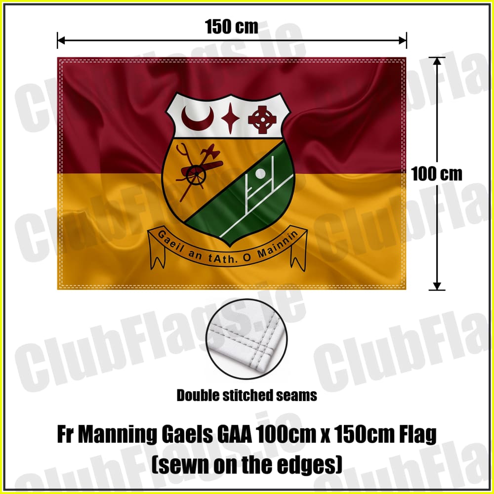 Fr Manning Gaels GAA 100cm x 150cm Flag (sewn on the edges) - ClubFlags.ie