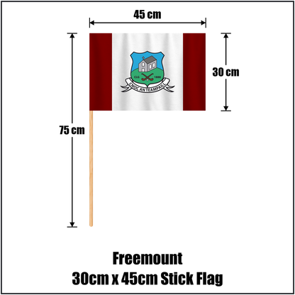 Freemount 30cm x 45cm Stick Flag, featuring the club crest and maroon and white colours; County Cork GAA. ClubFlags.ie.