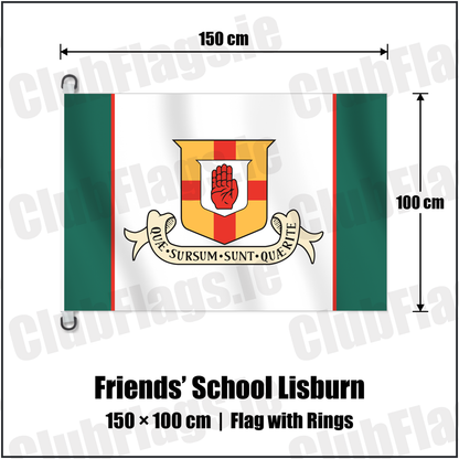 Friends’ School Lisburn 150cm x 100cm Flag Pole Flag with Rings with the club crest and colours, Antrim Rugby - ClubFlags.ie