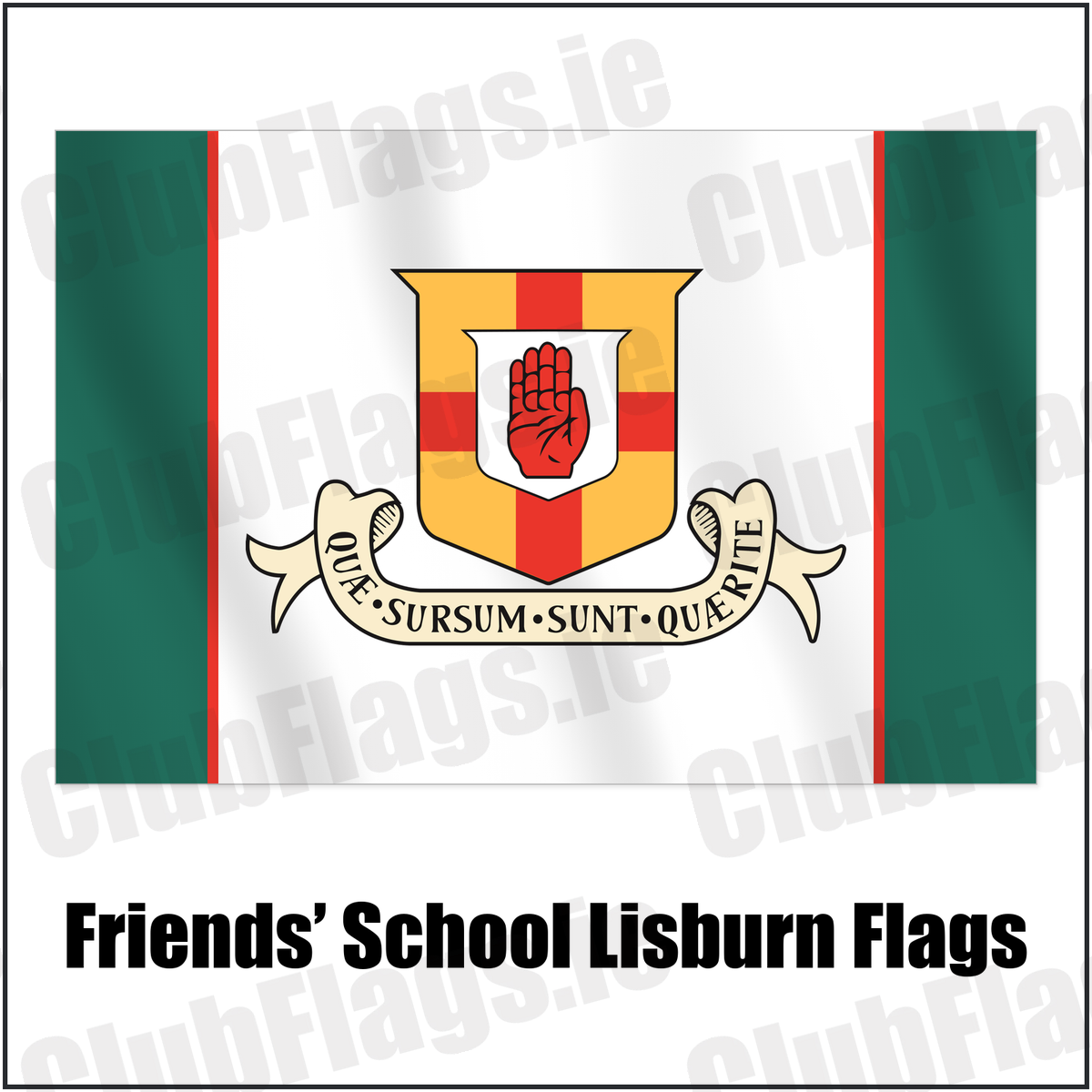 Friends’ School Lisburn Flags with the club crest and colours, Antrim Rugby - ClubFlags.ie