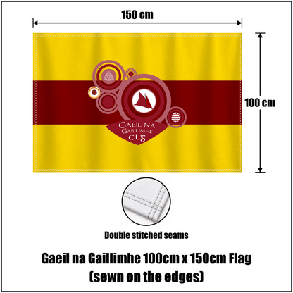 Gaeil na Gaillimhe 100cm x 150cm Flag (sewn on the edges), featuring the club crest and gold and maroon colours; County Galway GAA. ClubFlags.ie.