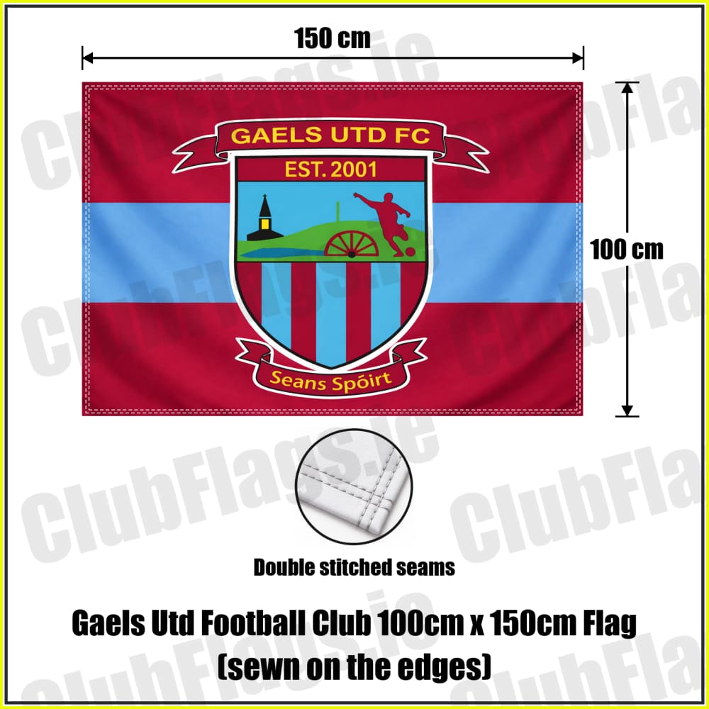 Gaels Utd Football Club 100cm x 150cm Flag (sewn on the edges) - ClubFlags.ie