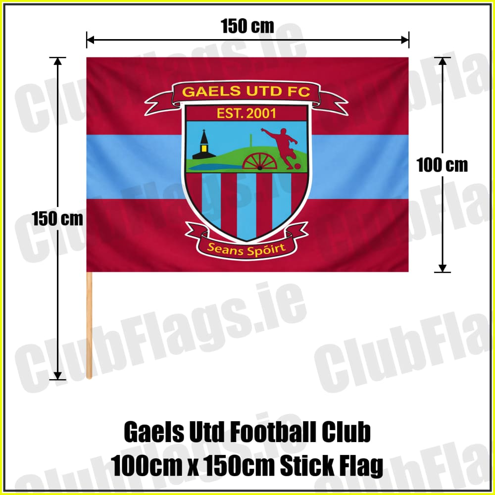 Gaels Utd Football Club 100cm x 150cm Stick Flag - ClubFlags.ie