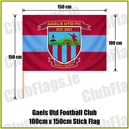 Gaels Utd Football Club 100cm x 150cm Stick Flag - ClubFlags.ie