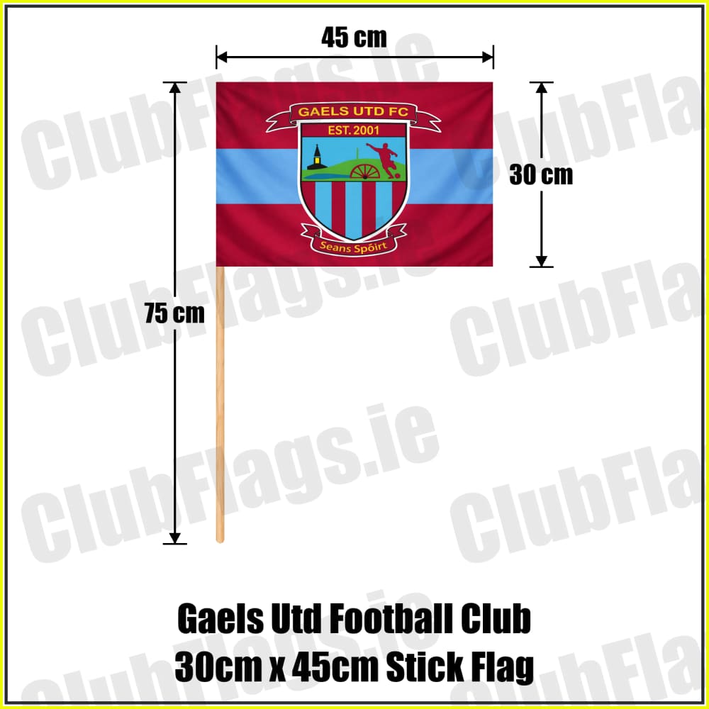 Gaels Utd Football Club 30cm x 45cm Stick Flag - ClubFlags.ie