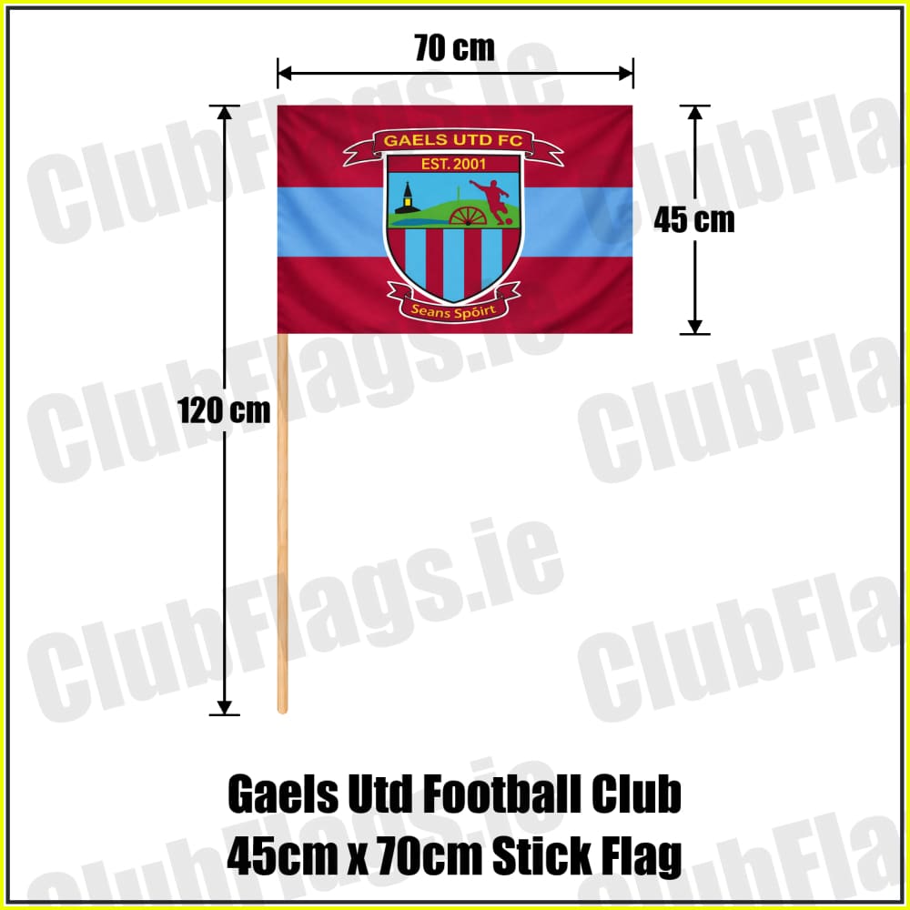 Gaels Utd Football Club 45cm x 70cm Stick Flag - ClubFlags.ie