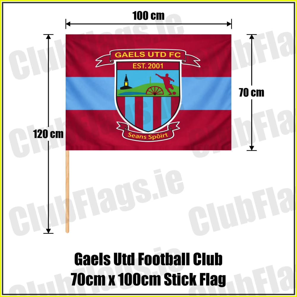 Gaels Utd Football Club 70cm x 100cm Stick Flag - ClubFlags.ie