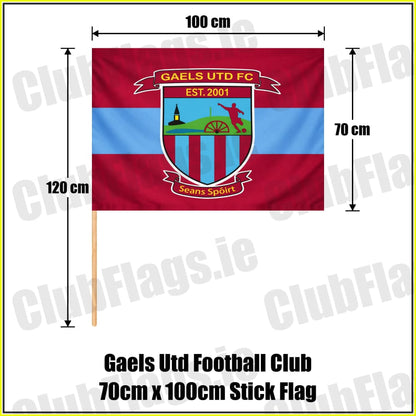Gaels Utd Football Club 70cm x 100cm Stick Flag - ClubFlags.ie