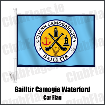 Gailltir Camogie Waterford Car Flag with the club crest and colours, Waterford GAA - ClubFlags.ie